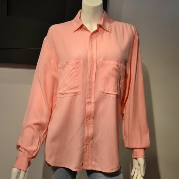 UFO Carnation Pink Rayon Oversized Shirt - Picture 1 of 6